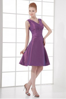 Taffeta V Neckline A Line Dress