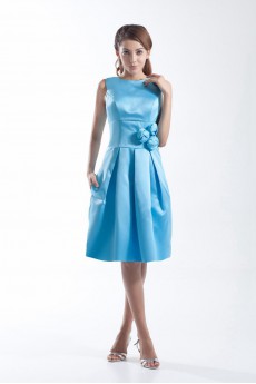 Satin Jewel Knee Length Dress