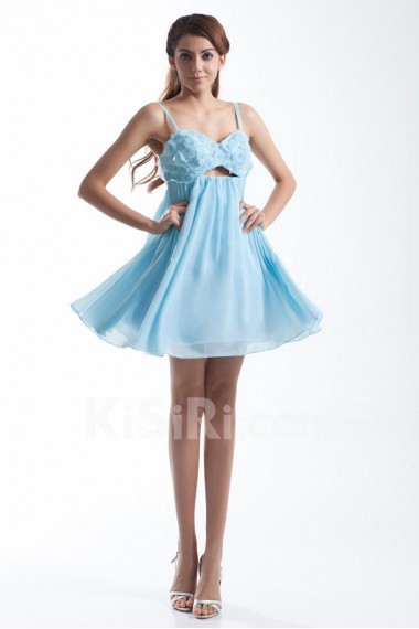 Chiffon Short Dress with Embroidery