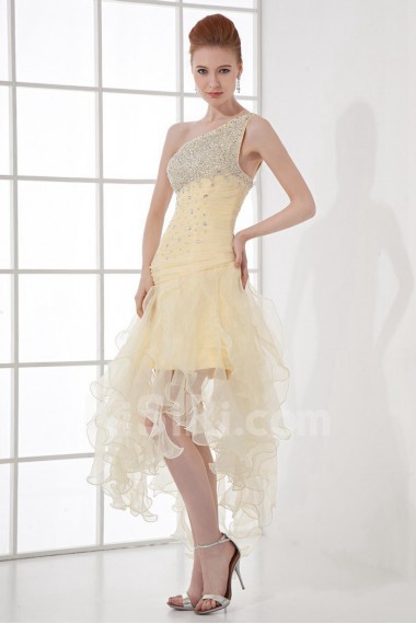 Chiffon Asymmetrical Short Dress with Sequins