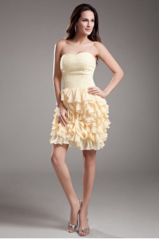 Chiffon Sweetheart Short Dress with Embroidery