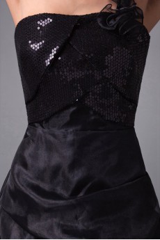 Organza One Shoulder Short A Line Dress with Embroidery