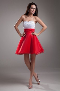 Organza Sweetheart Short A Line Dress with Embroidery