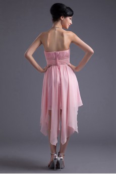 Chiffon Strapless Knee Length Dress with Sash and Sequins
