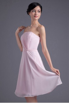 Chiffon Strapless Short Dress with Sash