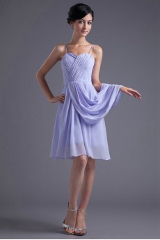 Chiffon Short Dress with Crisscross Ruched Bodice