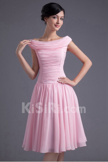 Chiffon Off-the-Shoulder Knee Length Dress