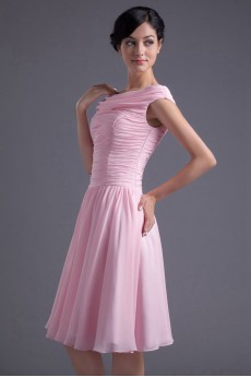 Chiffon Off-the-Shoulder Knee Length Dress