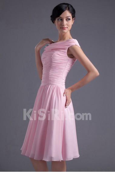 Chiffon Off-the-Shoulder Knee Length Dress