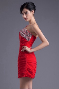 Chiffon One Shoulder Short Dress with Sequins