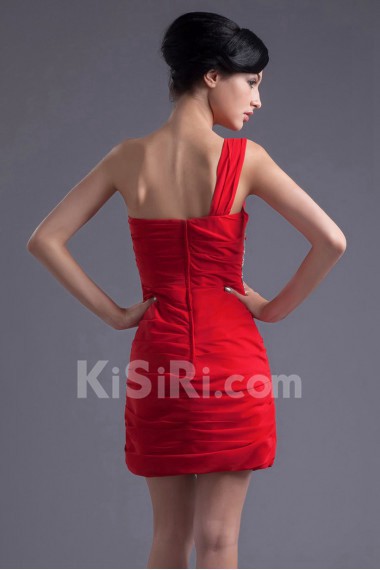 Chiffon One Shoulder Short Dress with Sequins