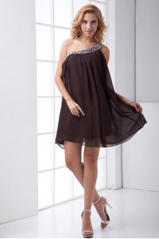 Chiffon Asymmetrical Short Dress with Sequins