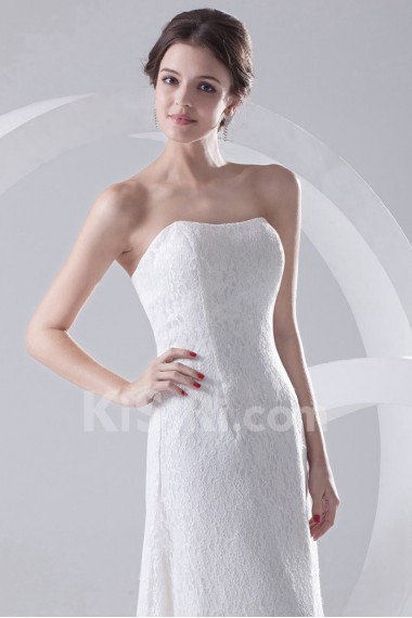 Lace Strapless A Line Tea-Length Dress