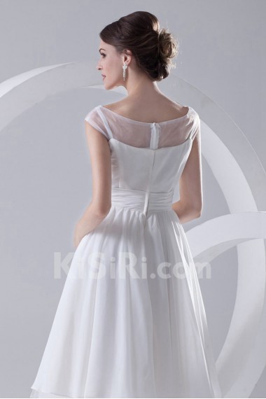 Chiffon and Net Knee Length Dress with Hand-made Flower