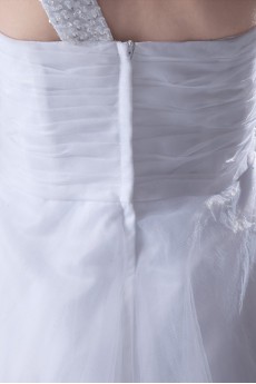 Satin and Net Sweetheart Short Dress with Embroidery