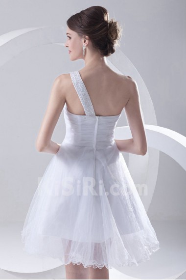 Satin and Net Sweetheart Short Dress with Embroidery