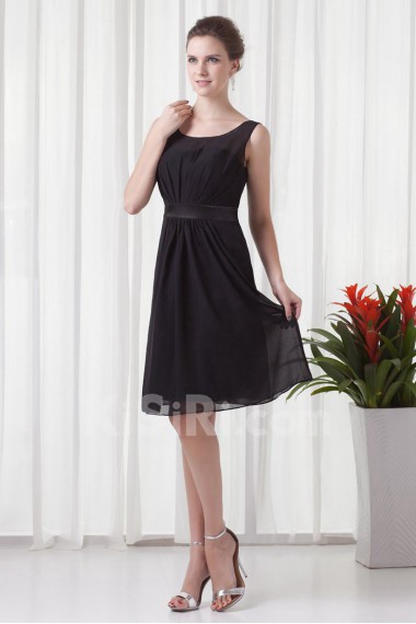 Chiffon Scoop Short Dress with Sash