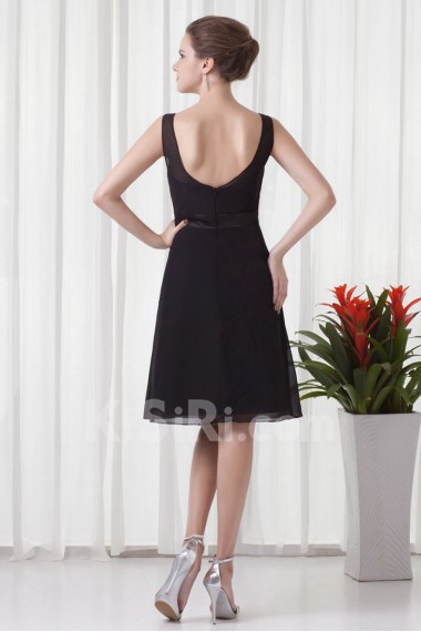 Chiffon Scoop Short Dress with Sash