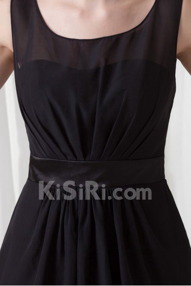 Chiffon Scoop Short Dress with Sash