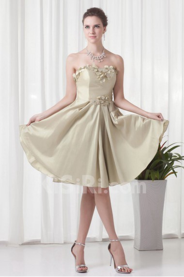 Taffeta Sweetheart Knee Length Dress with Embroidery