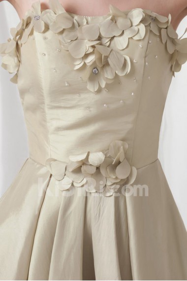 Taffeta Sweetheart Knee Length Dress with Embroidery