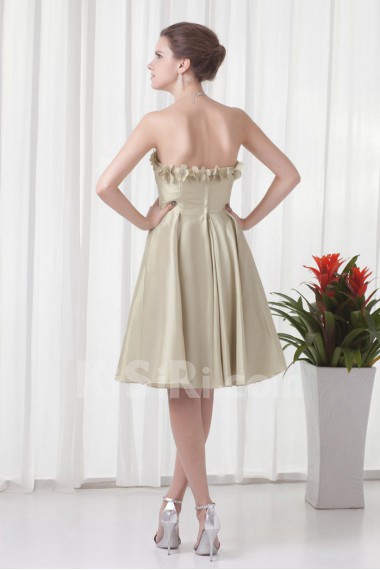 Taffeta Sweetheart Knee Length Dress with Embroidery
