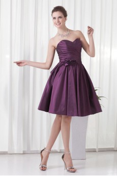 Taffeta Sweetheart Short Dress with Gathered Ruched Bodice