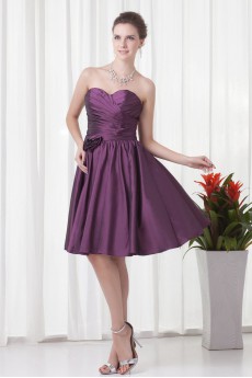 Taffeta Sweetheart Short Dress with Gathered Ruched Bodice