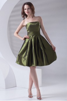 Taffeta Strapless Knee Length Dress