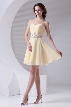 Chiffon Sweetheart A Line Short Dress with Embroidery