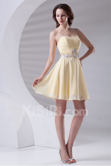 Chiffon Sweetheart A Line Short Dress with Embroidery