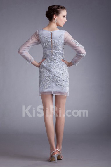 Organza V-Neck Short Dress with Embroidery