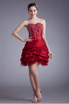 Taffeta Sweetheart Short Dress with Embroidery