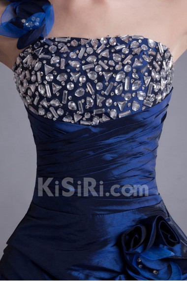 Taffeta One Shoulder Short Dress with Embroidery