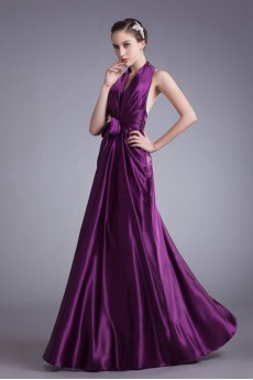 Satin V-Neck Column Dress with Sash