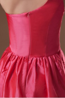 Taffeta Asymmetrical Knee Length Dress with Hand-made Flower