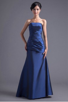 Taffeta Strapless A Line Dress with Directionally Ruched Bodice