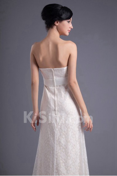 Lace Strapless Column Dress with Sash