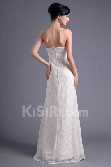 Lace Strapless Column Dress with Sash