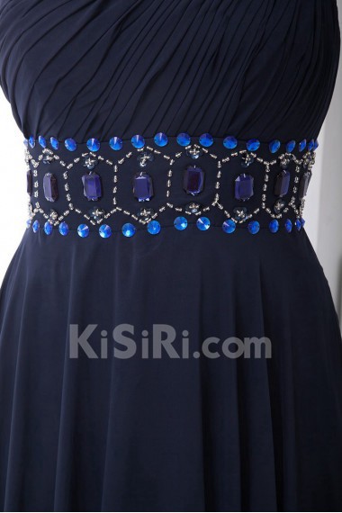 Chiffon Asymmetrical A Line Dress with Sash