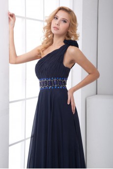 Chiffon Asymmetrical A Line Dress with Sash