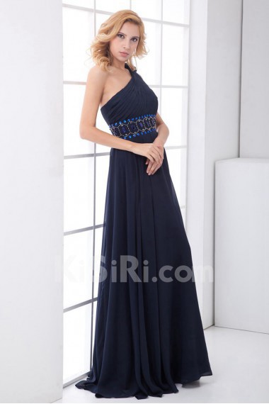 Chiffon Asymmetrical A Line Dress with Sash