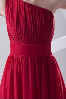 Chiffon Asymmetrical Column Dress with Sash