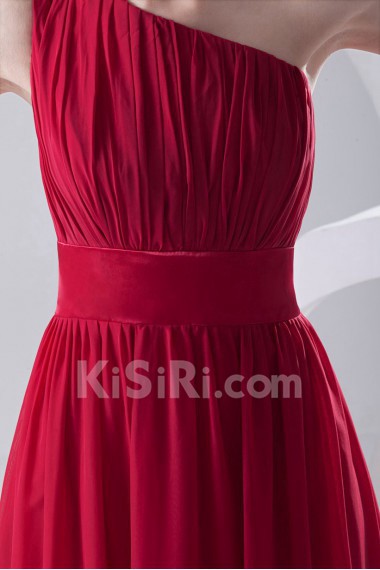 Chiffon Asymmetrical Column Dress with Sash