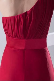 Chiffon Asymmetrical Column Dress with Sash