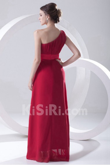 Chiffon Asymmetrical Column Dress with Sash