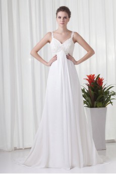 Chiffon Column Dress with Embroidery