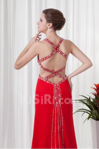 Chiffon Straps Column Dress with Sequins