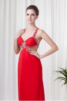 Chiffon Straps Column Dress with Sequins