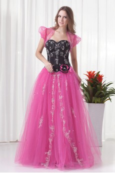 Satin and Net Sweetheart Ball Gown with Embroidered and Jacket